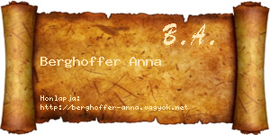 Berghoffer Anna névjegykártya
